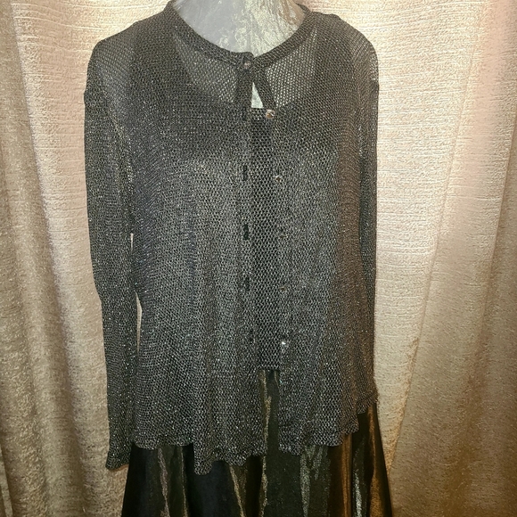 Cachet Silver Mesh And Satin Maxi 2pc Dress - Picture 3 of 12